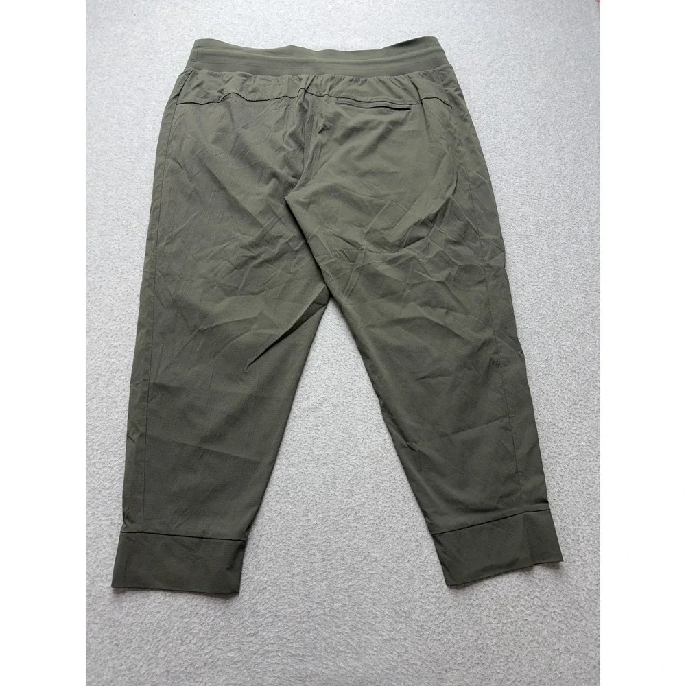 Athleta Trekkie‎ North Jogger Pants Womens 18 Green Zip Pocket Stretch Travel